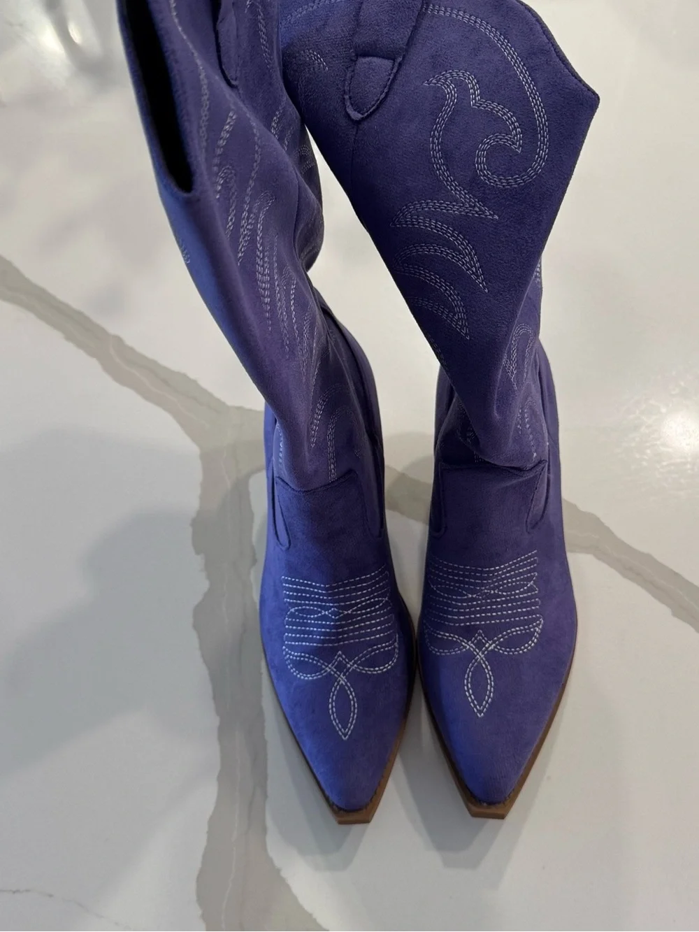 Purple Women's Suede Western Boots - Picture 2 of 6